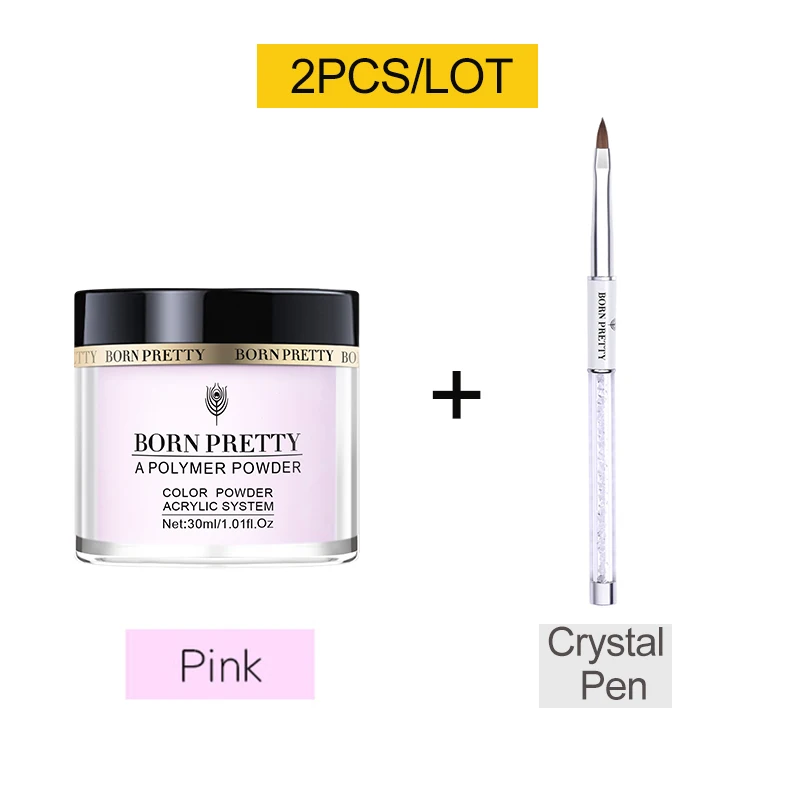 30ml Pink Set 2 BORN PRETTY 30 мл акриловый порошок Резьба ногтей полимерный наконечник расширение французский розовый, белый, прозрачный самоклеющиеся стразы порошок для ногтей - Цвет: 30ml Pink Set 2