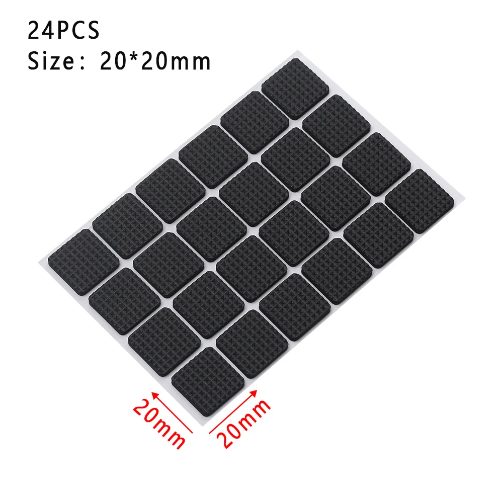 20X20mmX24pcs Мягкое утолщение крепление бампера фитинги самоклеющиеся геометрические формы пол протектор Противоскользящий коврик антиаварийный бампер мебель ног колодки - Цвет: 20X20mmX24pcs