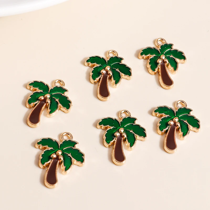 10pcs 15*20 Enamel Coconut Tree Charms for Jewelry Making Handmade Palm Plant DIY Pendants Earrings Bracelets Accessories - купить по
