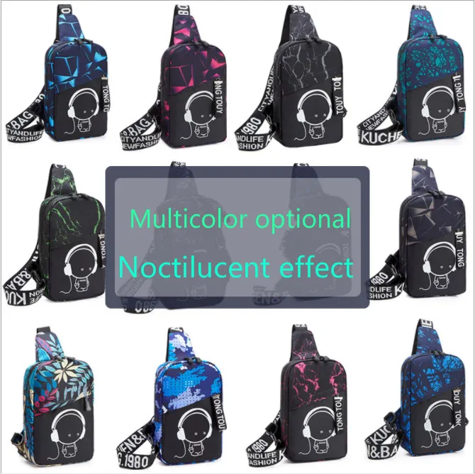 

Anti Theft Luminous small crossbody bags for women messenger bags men casual sling chest bag waterproof travel shoulder bag pack