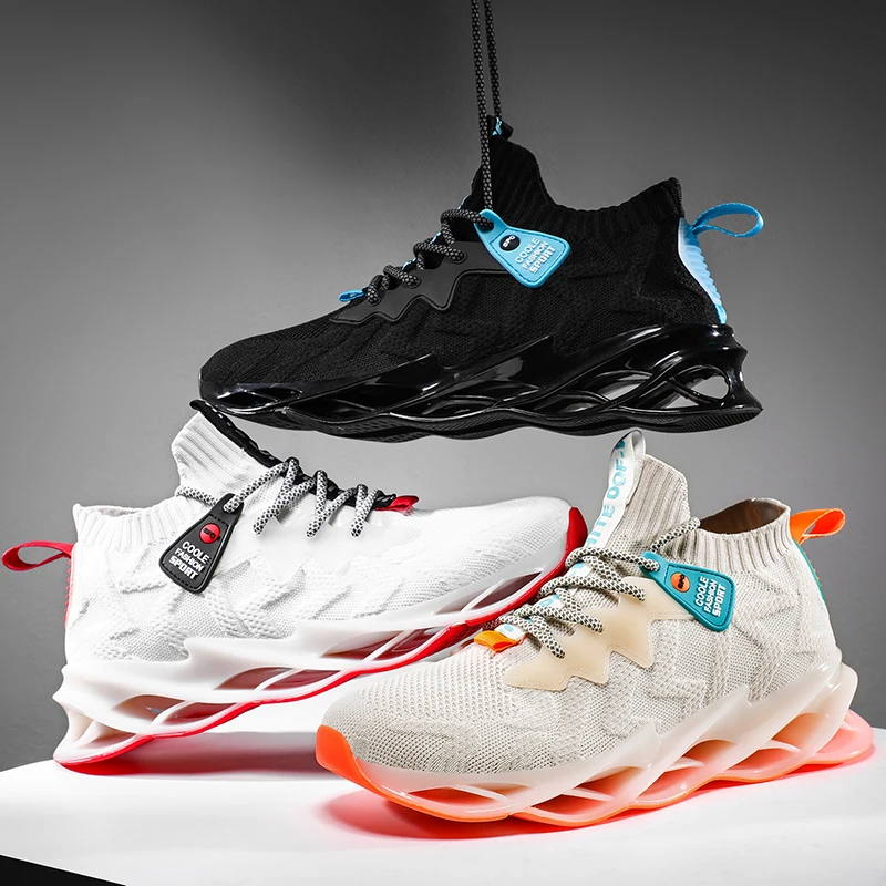 

Plus Size 39-46 Summer New Blade Men Sneakers Breathable Outdoor Sports Light Running Shoes Comfortable Lace-up Mens Socks Shoes