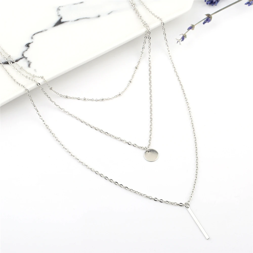 

Fashion Sequins Metal strips Multi-layer Girl Women Necklace For Women Jewelry Birthday Gift Part Accessories