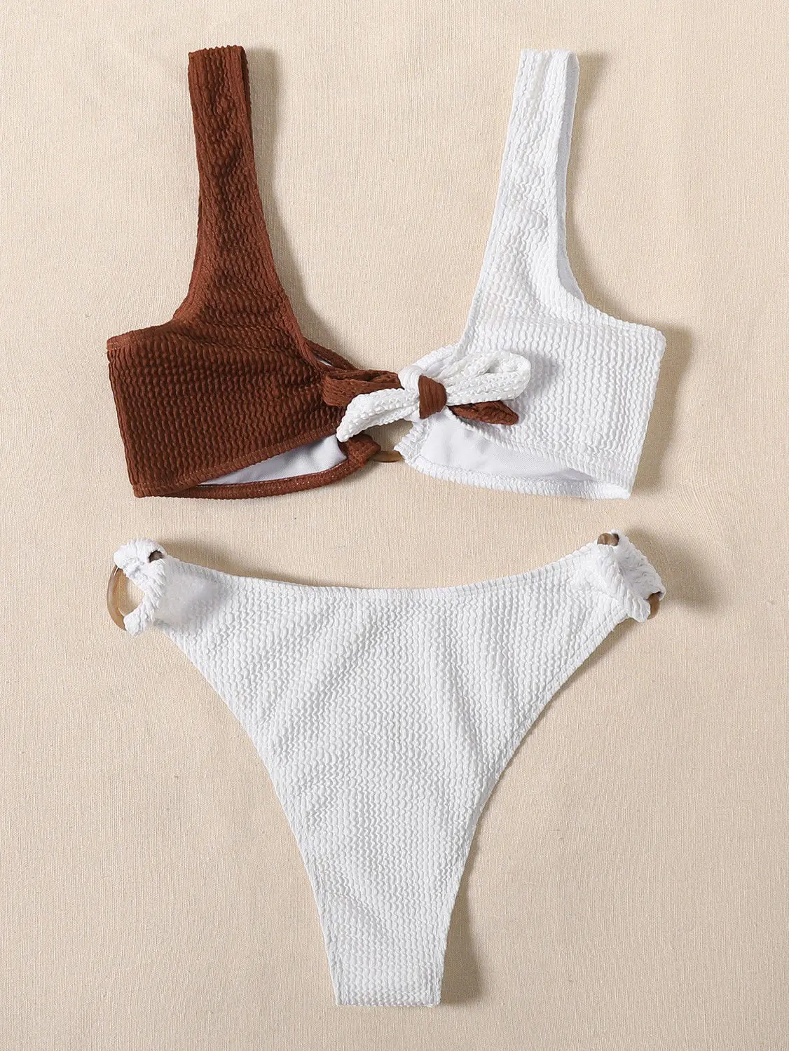 

2021 Summer New Sexy Two Piece Women Print AsymmetricTorus Bikini Swimsuit Swimwear Bra Beach