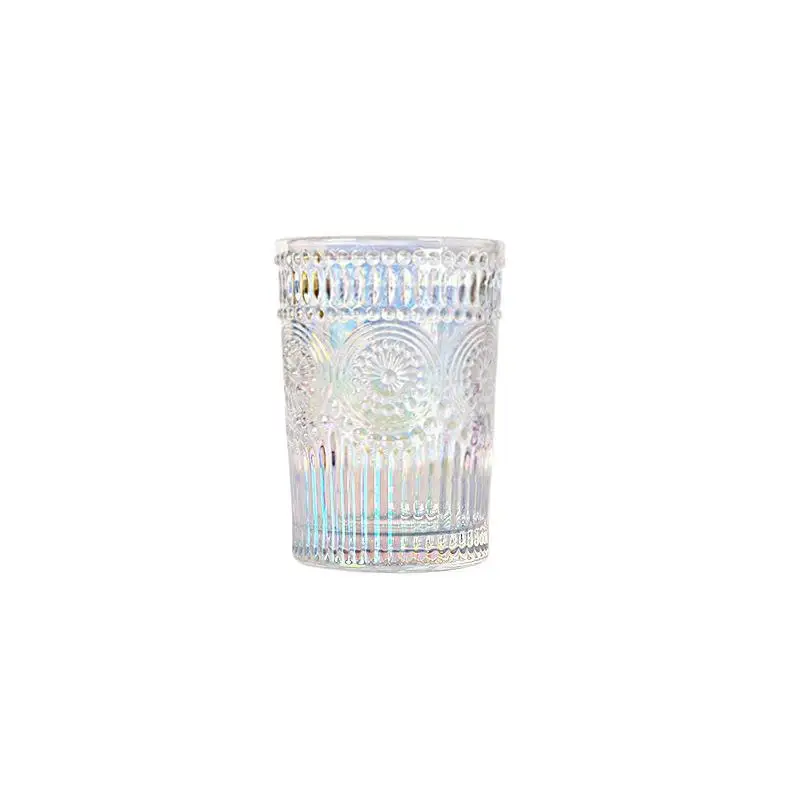 

European Retro Embossed Phnom Penh Colorful Sunflower Glass Water Cup Heat-resistant Breakfast Milk Cup Juice Decoration