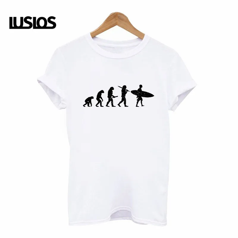 Футболка LUSLOS human evolution для женщин женская Повседневная белая футболка с коротким