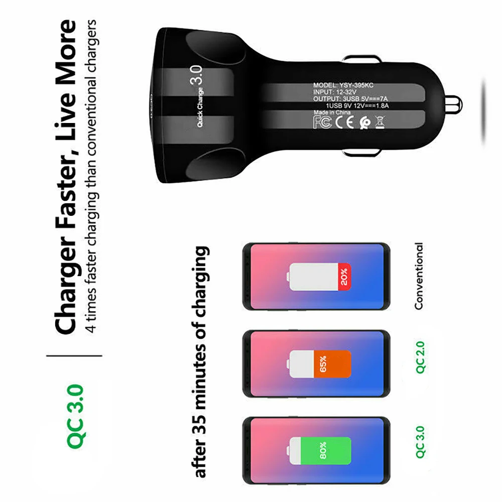 USB Автомобильное зарядное устройство QC 3 0 Быстрая зарядка для Samsung автомобильные
