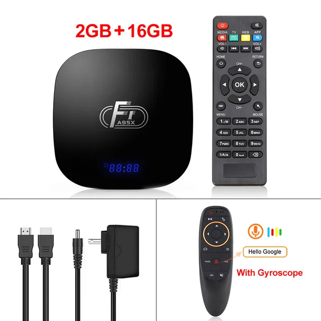 Smart tv Box A95X F1 Amlogic S905W 4K 2GB 16GB 2,4 GHz WiFi медиаплеер H.265 4K Android 8,1 Android tv Box PK h96mini Youtube - Цвет: 2GB 16GB G10 Gyro