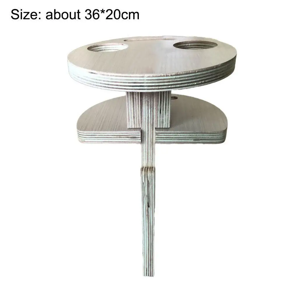 

Outdoor Wine Table With Foldable Round Tabletop Mini Wooden Picnic Table Easy To Carry Wine Rack Picnic Table