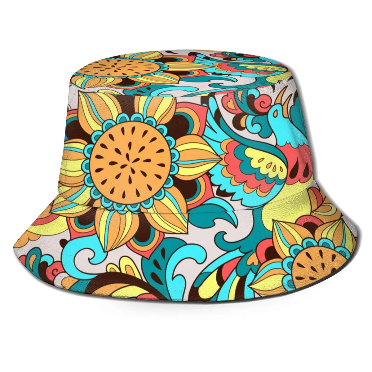 

Панама унисекс с рисунком птиц и подсолнухов, Повседневная шляпа от солнца, в стиле хип-хоп, летняя Панама