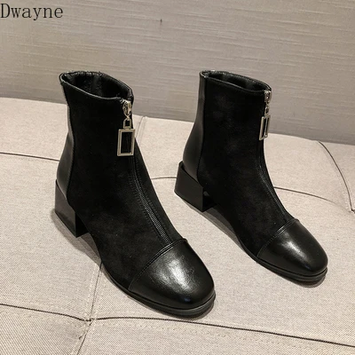 Ботильоны на толстой подошве с квадратным носком сезон осень Новинка 2019 года