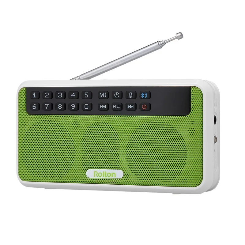 Зеленый Портативный мини fm-радио Rolton, dab радио portatil am FM radyo, музыкальный плеер, динамик, TF, USB, с ЖК-дисплеем, фонарик - Цвет: Зеленый