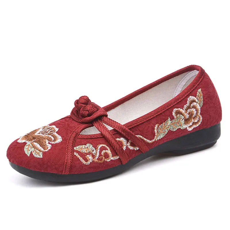 Women Flats Embroidered Vintage Shoes Casual Breathable Elderly Women's Loafers Ballerina Cosplay Antiquity Footwear | Обувь