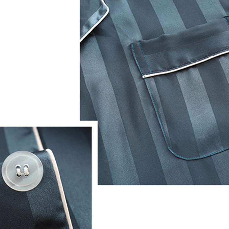 Пижамный комплект для мужчин из высококачественного атласа пижамы сна ночное