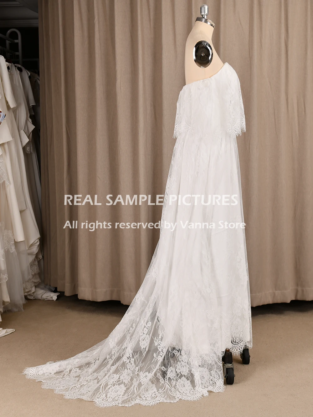 

Off Shoulder Boho Lace Beach Destination Wedding Dresses Bohemian Plus Size Cheap Photography Women Bridal Gown Custom Made #940