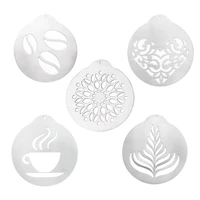 896a 5pcs stainless steel coffee decorating stencils flower diy layering template cupcake cake mousse mould