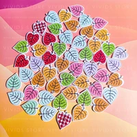 25mm diy wooden leaves buttons colorful plant wood handmade scrapbooking knitting decorative sewing accessories handicraft 50pc