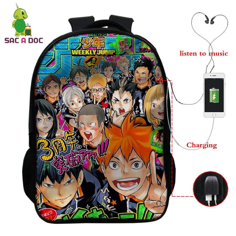 

Cartoon Anime Haikyuu High School Vollyball Club Backpacks Teenage Boys Girls School Bags 3D Printed Travel Sports Laptop Bags