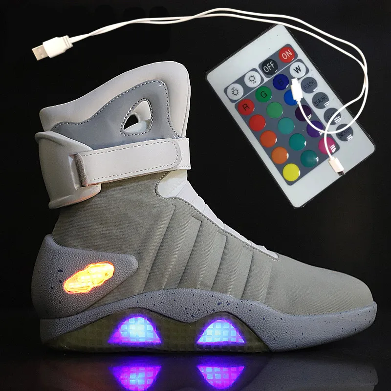 Usb Charging Led Luminous Shoes Men Fashion Light Up Casual Men Back To The Future Glowing Sneaker