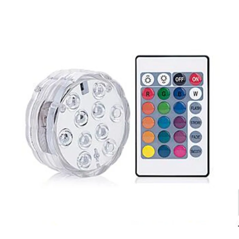 

RGB Submersible Light Battery Operated Underwater Night Lamp 10 Leds Remote Controller for Outdoor Bowl Garden Party Decoration
