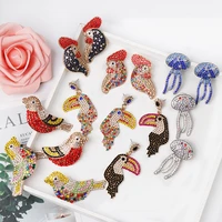 juran 2022 trendy bird jellyfish colorful crystal statement earrings handmade rhinestone dangle drop earrings wedding jewelry