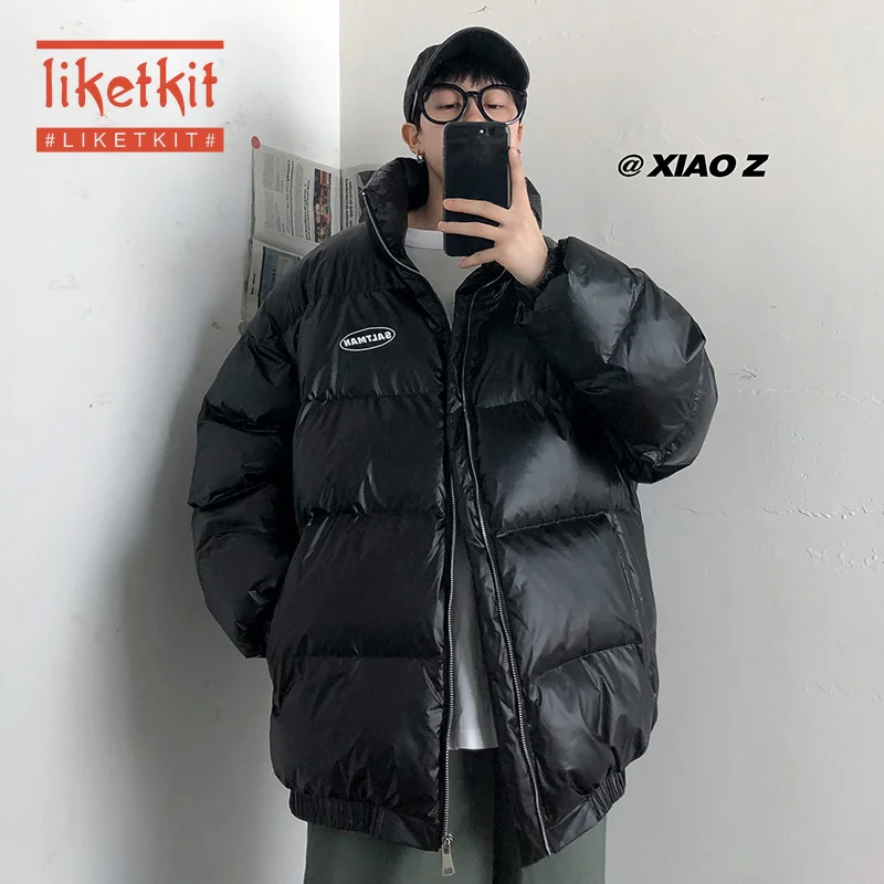 Liketkit 2019 зимнее пальто с пузырьками для мужчин одноцветное яркое серебряное