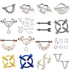 Цветок из хирургической стали, имитация кольца для сосков, не пирсинг для соска, зажим для пирсинга, украшения для пирсинга