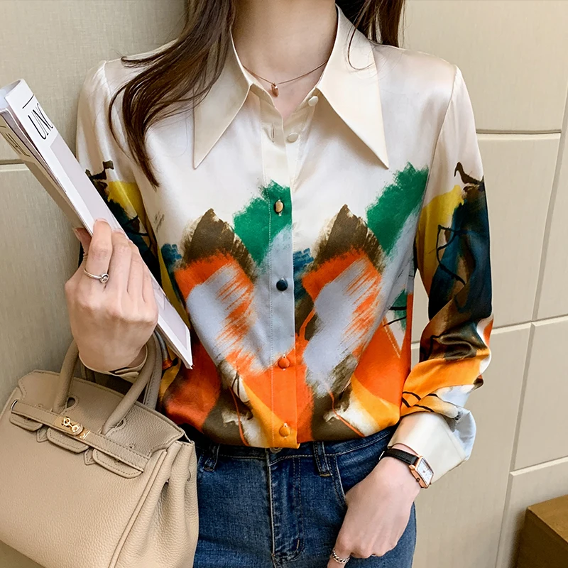

HYHY 2021 Fashion Women's Blouses oil printing shirts 2021 Spring summer Blouse long sleeve Tops Shirts Blusas Mujer