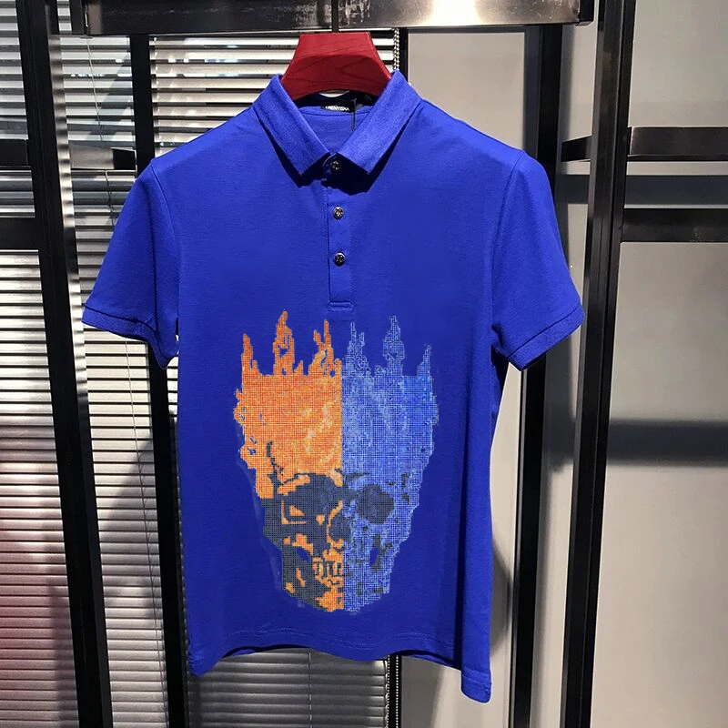 

New Men's T-Shirt Brand Hot Diamond Classic Design Simple Loose Polo Sweatshirt Customized Short Sleeve
