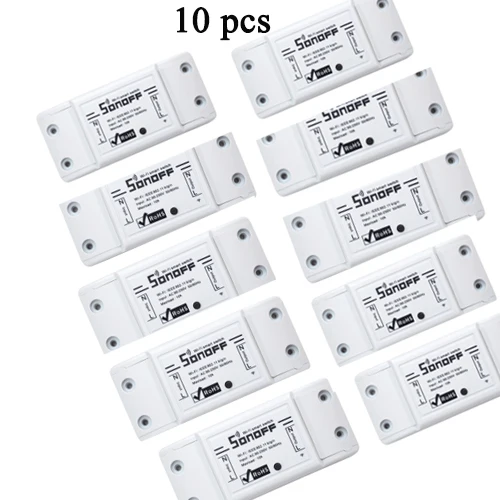 Sonoff Basic 10PCS 2/3/5/6/8/10 шт. Sonoff Basic умный дом переключатель Wi-Fi Беспроводной дистанционного Управление светильник таймер DIY модули 10A/2200W через Ewelink - Цвет: Sonoff Basic 10PCS