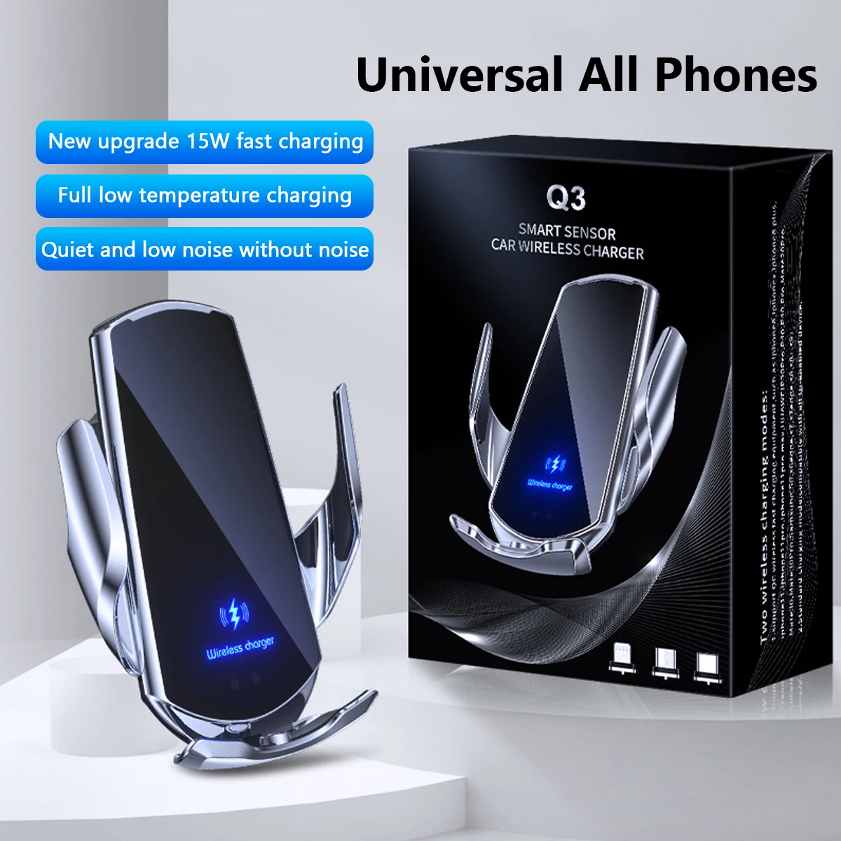 automatic clamping car wireless charger holder 15w qi car phone bracket for air vent mount intelligent infrared fast charger free global shipping