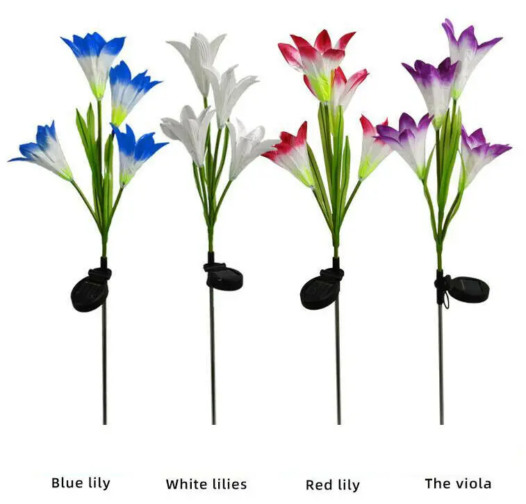 

1pcs Outdoor LED Solar Light 4 Color Lily Garden Flower Waterproof Decorative Lamp Solar Powered Yard Lawn Pathway Wedding