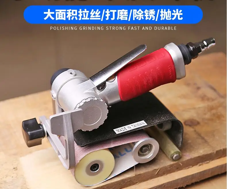 

Pneumatic stainless steel polishing and wire drawing machine grinding machine abrasive belt polishing machine+20 pcs Sand belt