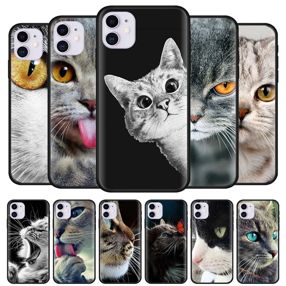 

British Shorthair Cat Cases for Apple iPhone 12 Mini 11 Pro X XR XS Max 7 8 SE 2020 Black Silicone Soft Phone Cover