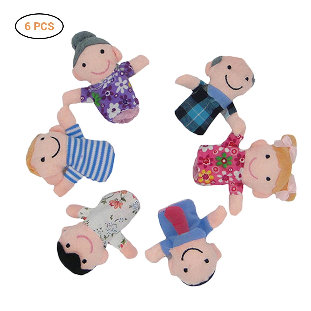 6Pcs/Lot Lovely Plush Finger Puppets Family Cloth Doll Baby Educational Hand Cartoon Toys | Игрушки и хобби