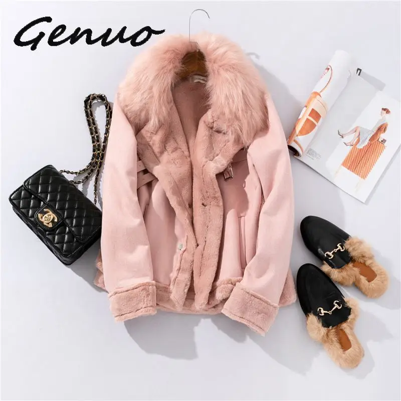 Женская приталенная куртка из искусственной шерсти теплая флисовая кожи с