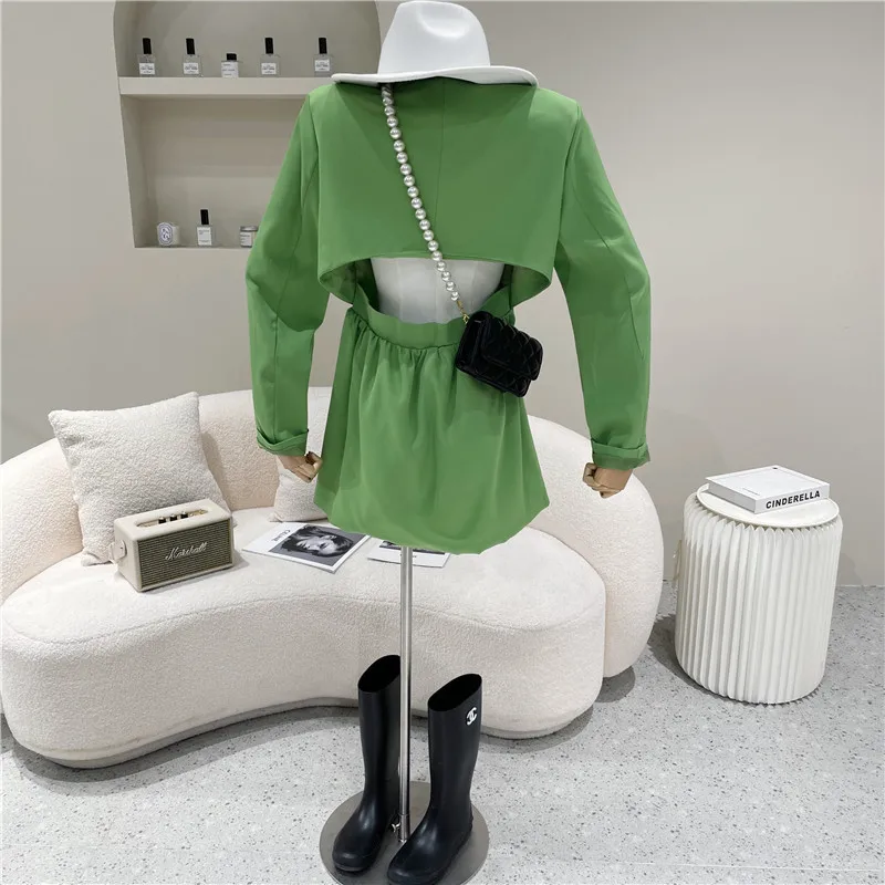 

Niche Design Women's Spring Summer 2021 Fashion Backless Thin Long Sleeve Suit Dress