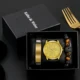 Black Leather Men's Quartz Watch Exquisite Valentine's Day Anniversary Gifts Set for Husband Watch Bracelets Gift Kit with Box Other Image