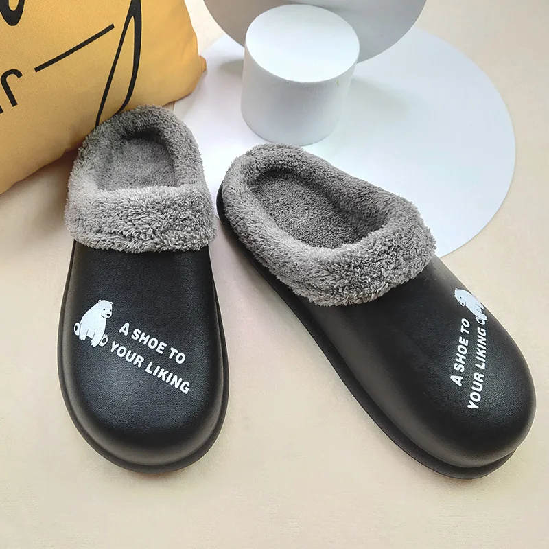 Мужские тапочки Высококачественные зимние из ЭВА Унисекс однотонные с мехом