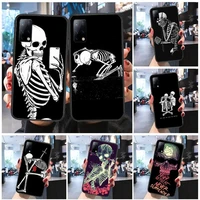 trend skeleton phone case for huawei p9 p10 p20 p30 p40 lite pro plus cover