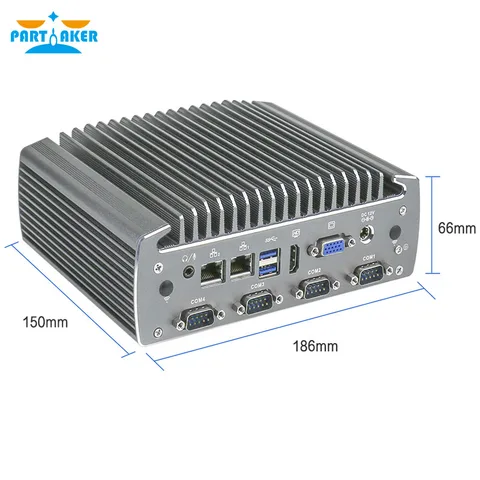 Промышленный безвентиляторный мини-компьютер Partaker Intel i5-6200u i7-6500u, двухъядерный 2-местный бесшумный мини-ПК с поддержкой SIM-карты 3G 4G