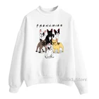 Толстовка с надписью Friends, забавный свитшот с принтом французского бульдога, женская зимняя теплая утепленная одежда, толстовки в стиле хип-хоп от пота в стиле Харадзюку