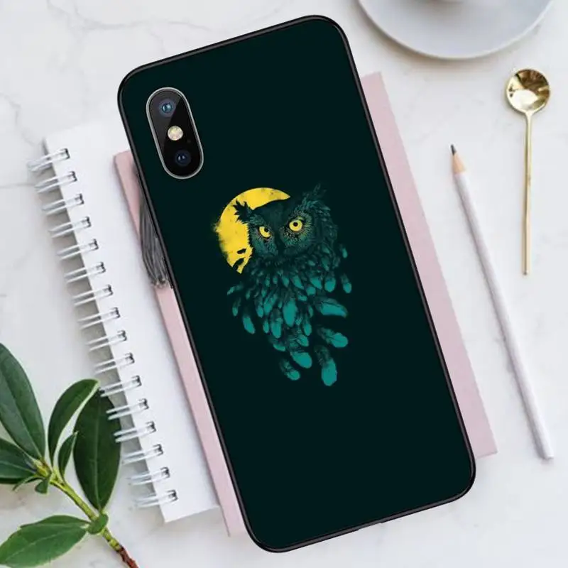 

Retro art owl aniaml painting Phone Case for iPhone 11 12 mini pro XS MAX 8 7 6 6S Plus X 5S SE 2020 XR Luxury brand shell funda