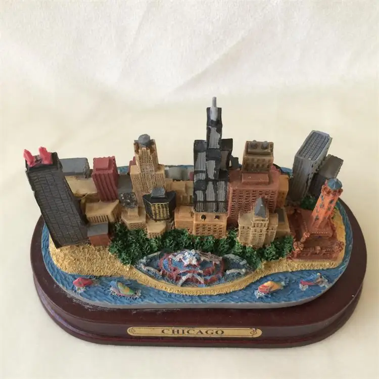 U.S Chicago Block Building Model Creative Resin Crafts World Famous Landmark Tourism Souvenir Gifts Collection Home Decor | Дом и сад