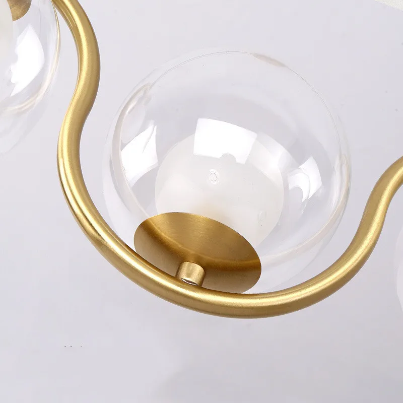 Золотые металлические люстры в скандинавском стиле освещение из прозрачного