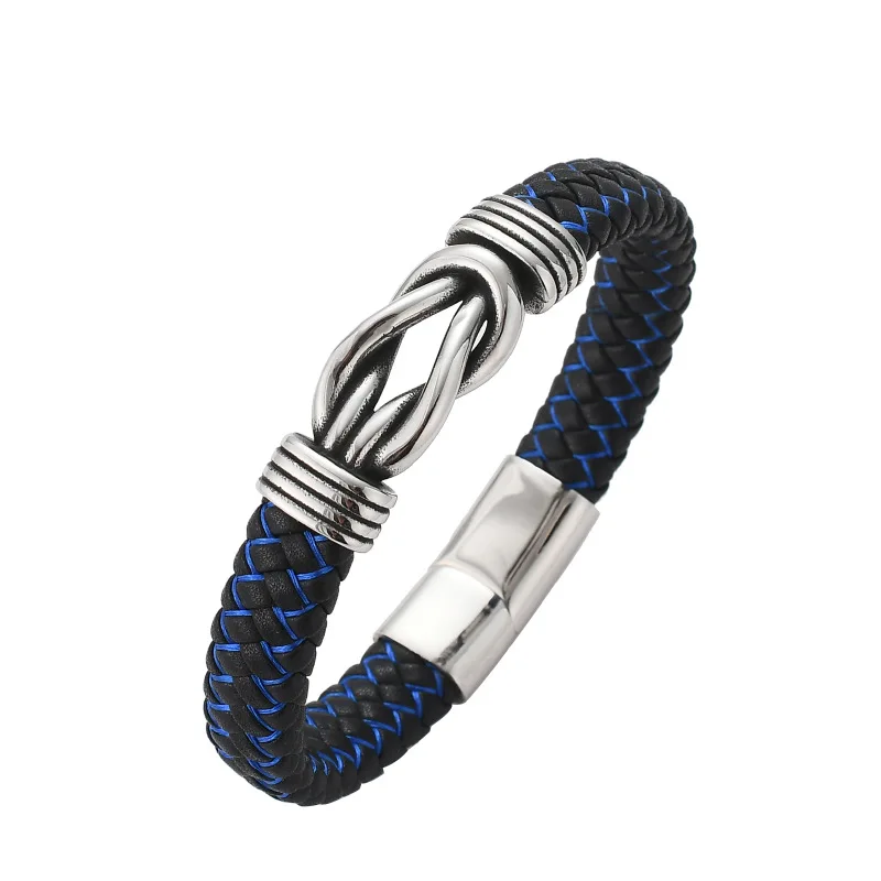 

Браслет мужской из титановой стали, роскошное ювелирное изделие в стиле ретро, плетеный браслет с магнитной пряжкой