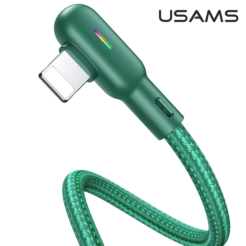 

USAMS 1.2m 2A Type C Micro USB Lightning Rotary Elbow Phone Cable For Game iPhone 13 12 11 X Huawei Samsung Xiaomi Charger Cable