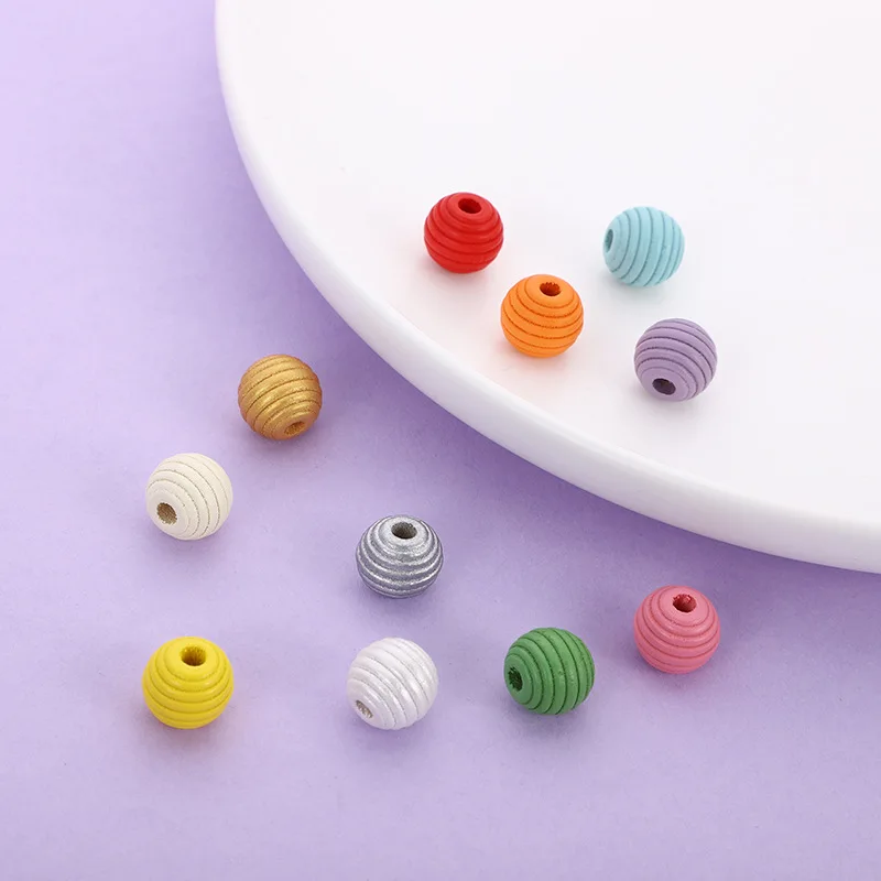 

XCQGH 12MM 100Pcs Thread Wooden Beads DIY Baby Pacifier Chains Holder Nursing Teether Accessories