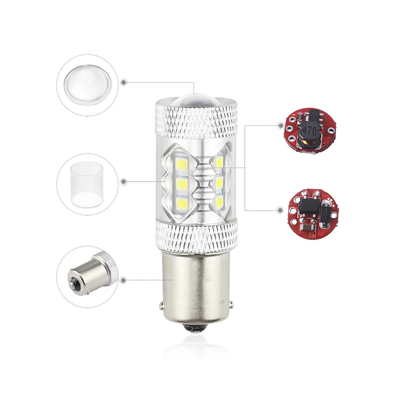 YOLU Car Led Light High Power Lights Bulb 1156 80W Reversing Lamp Backup Lamps Fog Turn Signal | Автомобили и мотоциклы