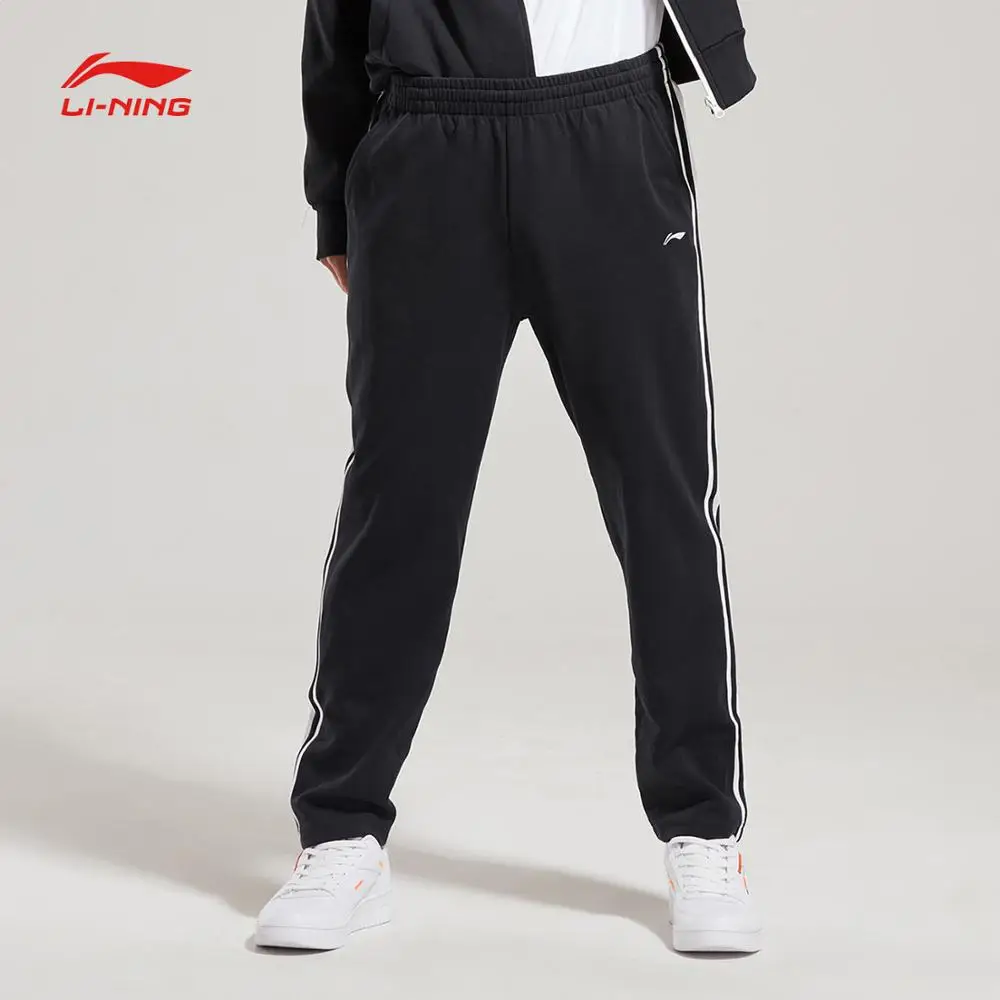 Li-Ning/трендовые спортивные штаны унисекс из 82% хлопка и 18% полиэстера, удобные спортивные штаны с подкладкой AKLN664 MKY413