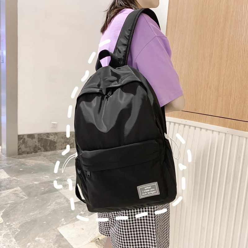 Waterproof Solid Color Nylon Woman Backpack Luxury Light Travel School Bags for Teenage Girls Large Student Bookbag New | Багаж и сумки